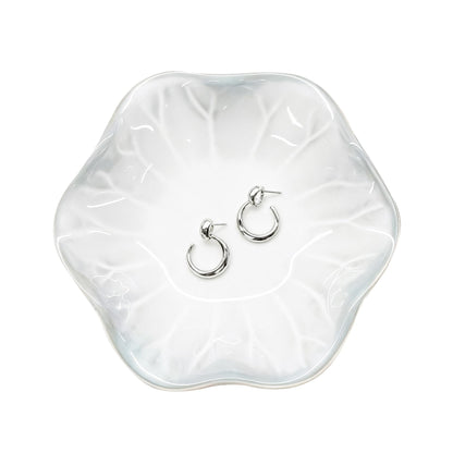 AmaCielo Ceramic Jewelry Tray, Ring Dish, Key Bowl Ceramic Tray 4.33 Inch, Ttrinket Dish Jewelry Dish, Desktop Decoration, Gifts for Mother Girlfriend Daughter,Mother's Day Gift (1Pcs-Lotus Leaf)