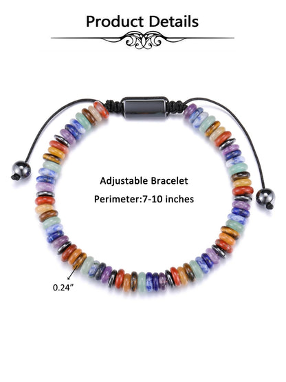 Top Plaza 7 Chakra Crystal Bracelet Natural Gemstone Beaded Yoga Meditation Bracelets Jewelry for Women Men Christmas Gifts