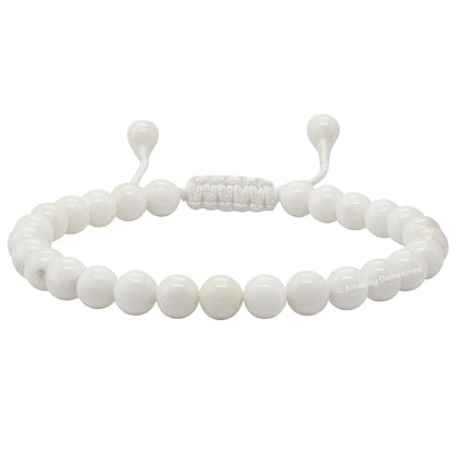 Amazing Gemstone White Moonstone Bracelet for Women Men's Gifts - Protection Healing Crystal Bracelet - 6mm Gemstone Beaded Adjustable Bracelet