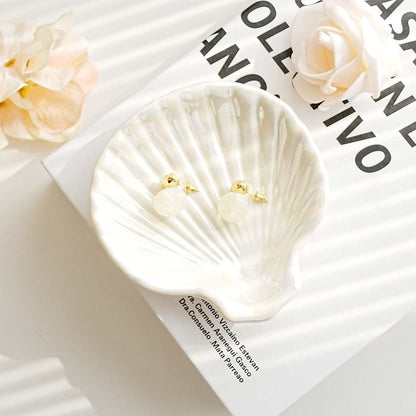 Gifts For Women Shell Ceramic Jewelry Dish Tray, Vanity Ring Dish Ceramic Jewlery Trays Trinket Ring Holder,Room Decor Aesthetic,Decorative Vanity Key Tray (Shell A)