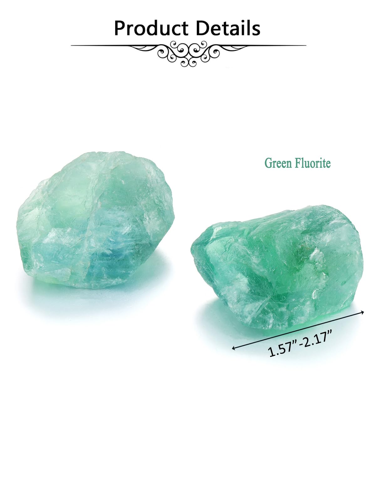 Jovivi 2pcs Raw Green Fluorite Crystals,Large 1.6-2.2" Healing Crystals Natural Rough Stones Crystal for Tumbling, Cabbing, Home Decoration, Polishing, Wicca & Reiki