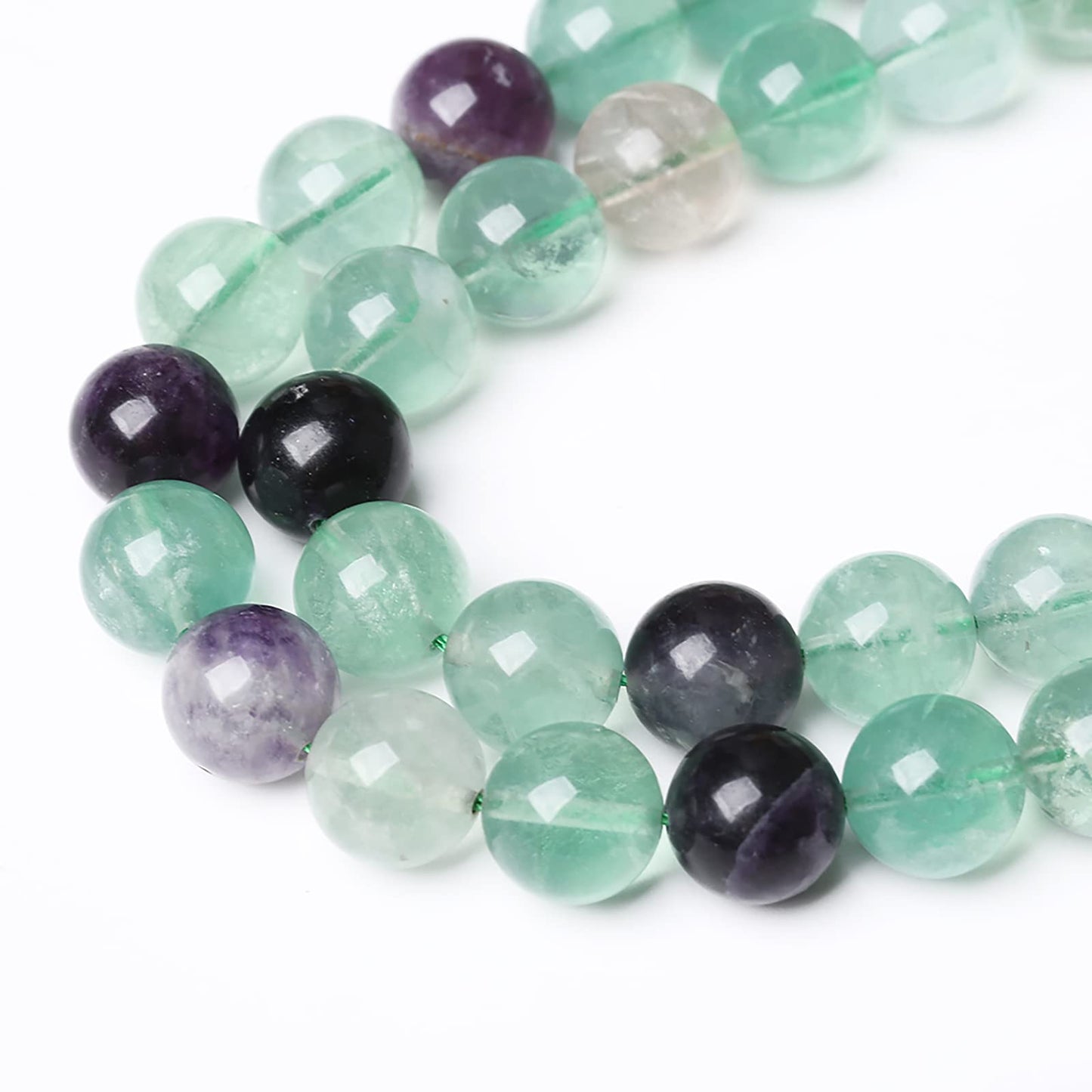 61pcs 6mm Natural Stone Beads Fluorite Gemstone Round Loose Beads for Jewelry Making DIY Bracelet Necklace 15"