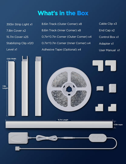 Govee RGBIC LED Strip Lights 32.8ft with Covers, Smart Lights Work with Alexa and Google Assistant, LED Diffuser Channel with LED Lights for Bedroom, Skirting Lines, Studio, Cabinet