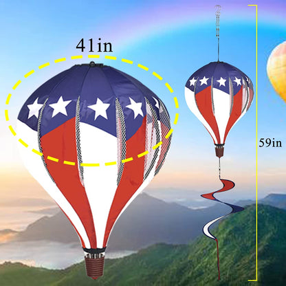 FENELY Patriotic Hot Air Balloon Garden Wind Spinners Giant Flag Pinwheels Whirligigs Windmill Toys for Kids Yard Decor Lawn Decorations Outdoor Whirlygig Windmills Wind Twister Everyday 59" L 2Pack
