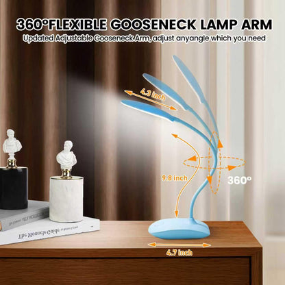 Battery Powered Desk Lamp, Portable Lamps Rechargeable 3 Color Modes Touch Control Stepless Dimming, Wireless Desk Lamp with 4000mAh, Small LED Table Light for Dorm Study Office Bedroom,2-Pack,Blue