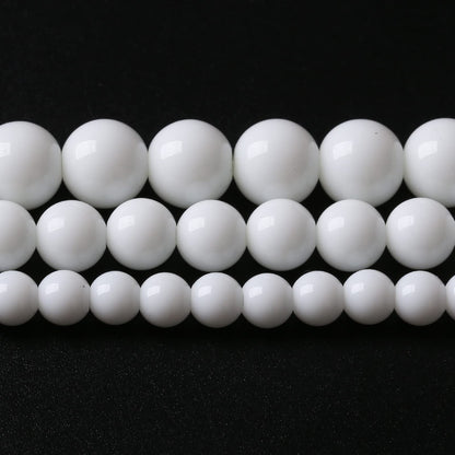 60PCS 6MM Natural White Agate Stone Beads Round Shape Suitable for Jewelry DIY Bracelet 15 Inches