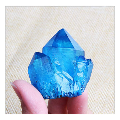 Wixine 1Pcs Blue Color Titanium Natural Quartz Cluster Crystal Gemstone Specimens