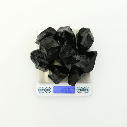 Black Obsidian Stones Crystal Bulk, Raw White Quartz Crystal Stones for Wicca, Reiki, and Energy Healing Crystals, Witchcraft Supplies, Rocks for Tumbling, Calcite Crystal, Hypnotic Gems(1 Lb)