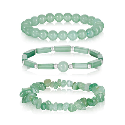 IVY TAILI 3Pcs Jade Bracelet for Women 8mm Green Aventurine Green Jade Beaded Bracelet Stretch Bracelet Set Jade Jewelry for Women