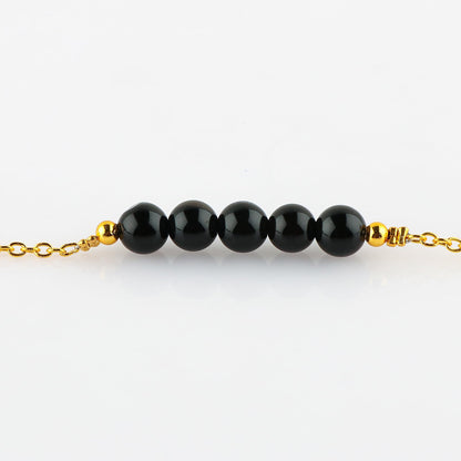 TGH Handmade Bracelet – Natural Black Onyx – Energy Power & Chakra Healing – Rhodium Plated – Boho Luxe Style – Adjustable Size – Christmas Gifts