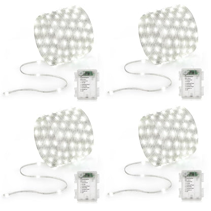 Battery Operated String Lights (4 PACK), 16.5ft 50 LED Twinkle Fairy String Lights Battery Powered with Auto Timer for Indoor Outdoor Christmas Trees Wreath Decoration Party Bedroom Garden- Cool White