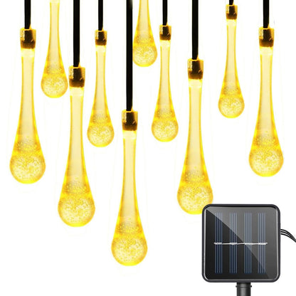EONSMN Solar String Lights Outdoor Waterproof 19.6 Feet 30LED 8 Functions,Teardrop Water Drop Solar Lights, Garden Terrace Patio Tree Party Christmas Decoration (Warm White)