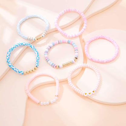 YEOSMINE Boho Heishi Clay Beaded Stretch Bracelets Stack For Women, Preppy Teens Friendship Gold Bracelets Cute Beach Surfer Accessories Bulk Set Trendy Fashion Jewelry