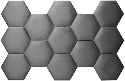 Wall!Supply - Gray Hexagon Velvet Wall Panels - Plush Textile Wall Covering for Feature Walls - Textured Peel-and-Stick Wallpaper Alternative - Sound Dampening - Easy DIY Installation (2-Pack)