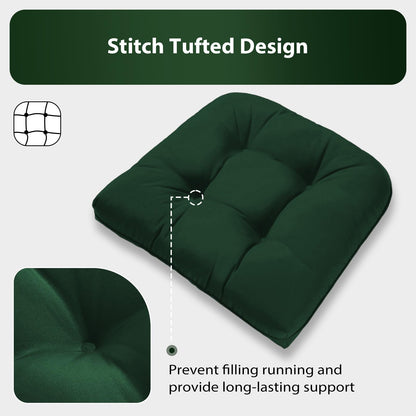 HOMELYSIAN 19x19 Outdoor Chair Cushions Set of 4, Tufted Wicker Patio Furniture Cushions, Thick Outdoor Seat Cushions for Lawn Chairs, Overstuffed and Water Resistant, Green