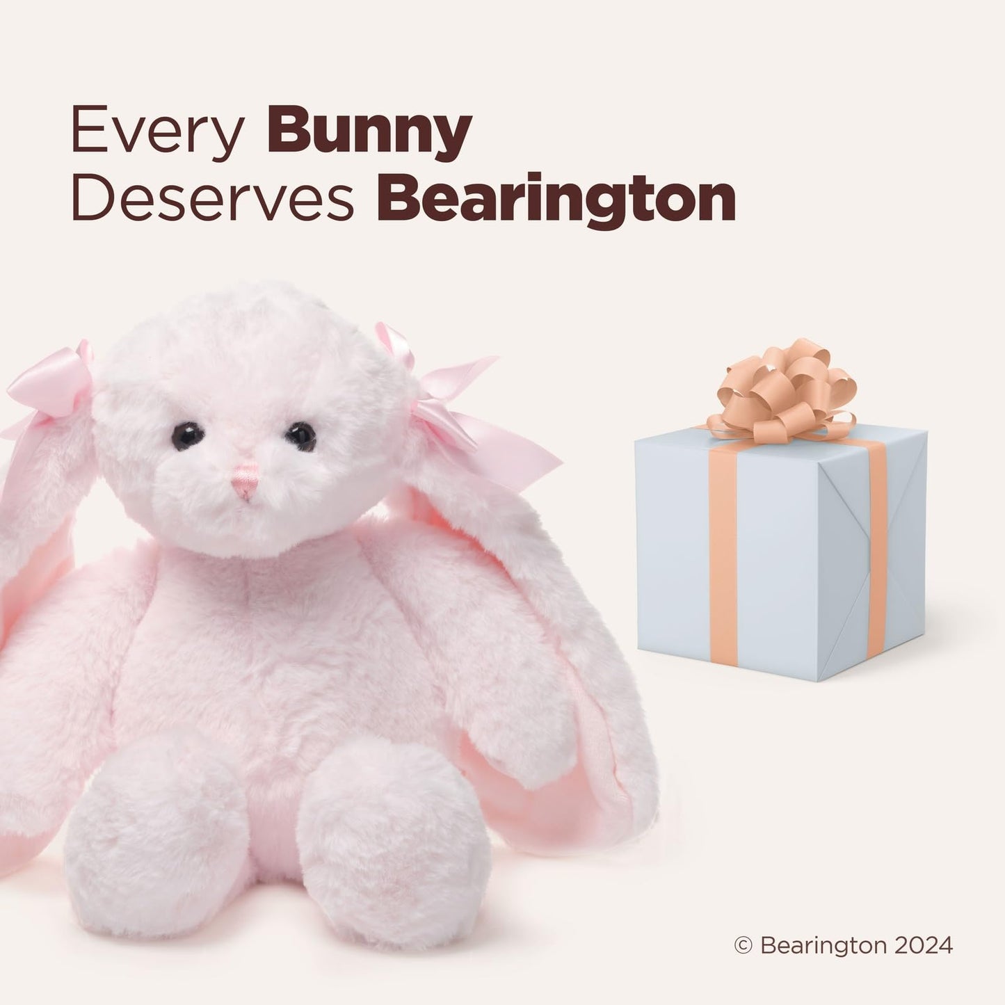 Bearington Light Pink Plush Easter Bunny Stuffed Animal - 14" Soft Cuddly Easter Rabbits with Fluffy Fur and Long Ears - Adorable Stuffed Bunnies Toy Gifts for Kids, Babies, and Holiday Celebrations