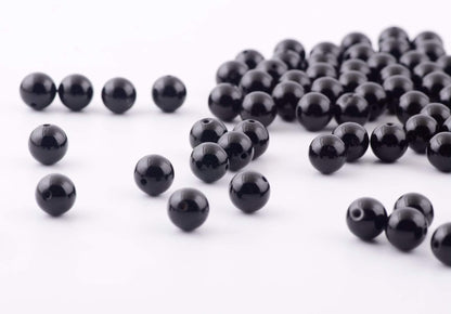 Natural Stone Beads 100pcs 8mm Black Obsidian Round Genuine Real Stone Beading Loose Gemstone Hole Size 1mm DIY Charm Smooth Beads for Bracelet Necklae Earrings Jewelry Making (Black Obsidian, 68mm)