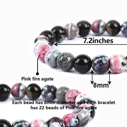 PZTIIY Crystal Bracelet - Natural Energy Crystal Bracelet for Men and Women (ZLY-Pink agate)