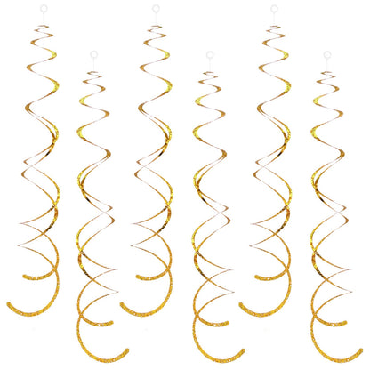 30 Pieces Gold Hanging Swirl Decorations Sparkle Golden Plastic Streamers Ceiling Decorations Wedding Bachelorette Baby Shower Birthday Party Anniversary Graduation Christmas New Year Decorations