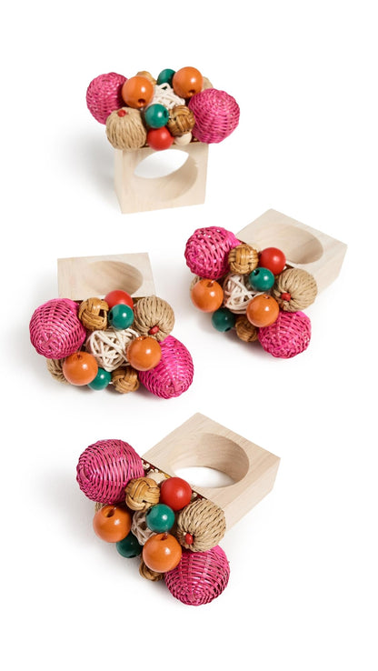 Kim Seybert Women's Java Napkin Rings Set of 4, Multi, One Size