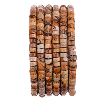 BEADIA Natural Brown Picture Jasper Spacer Beads Caps Loose Semi Gemstone for Beading Jewelry Making 4mmx2mm 38cm