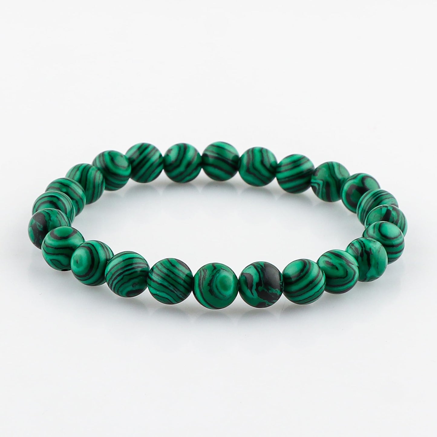 CRYSTALINES Genuine Malachite Gemstone Beaded Stretchable Bracelet for Men Women, Handmade Boho Jewelry, Chakra - Healing - Yoga - Spiritual - Protection, Birthstone, Unisex Stretch Bracelet