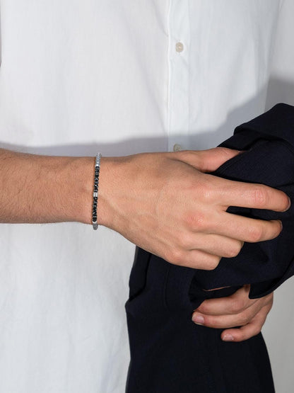 GAVU Crystal Men's Bracelet, Hematite & Black Spinel Beaded Bracelet