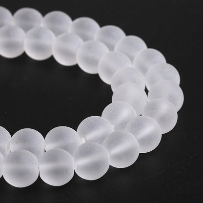 8MM 46PCS Matte White Glass Spacer Loose Beads for Jewelry Making DIY Bracelet Necklace