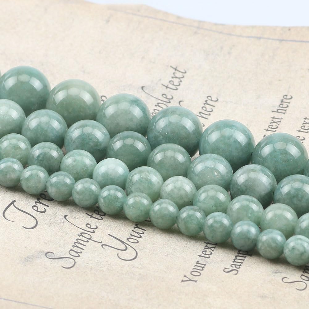 Yochus 60pcs Burmese Jade Beads，6mm Healing Power Natural Stone Round Loose Gemstone Beads for Jewelry Making Earring Necklace DIY Crafts