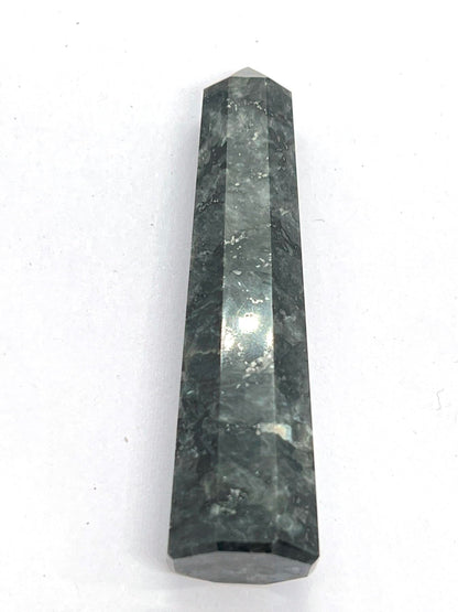 WholesaleGemShop 3 Inch Gemstones LARVIKITE Obelisk Tower Jumbo Facet Aura Rock Crystal Natural Polished Earth Wand Spirit