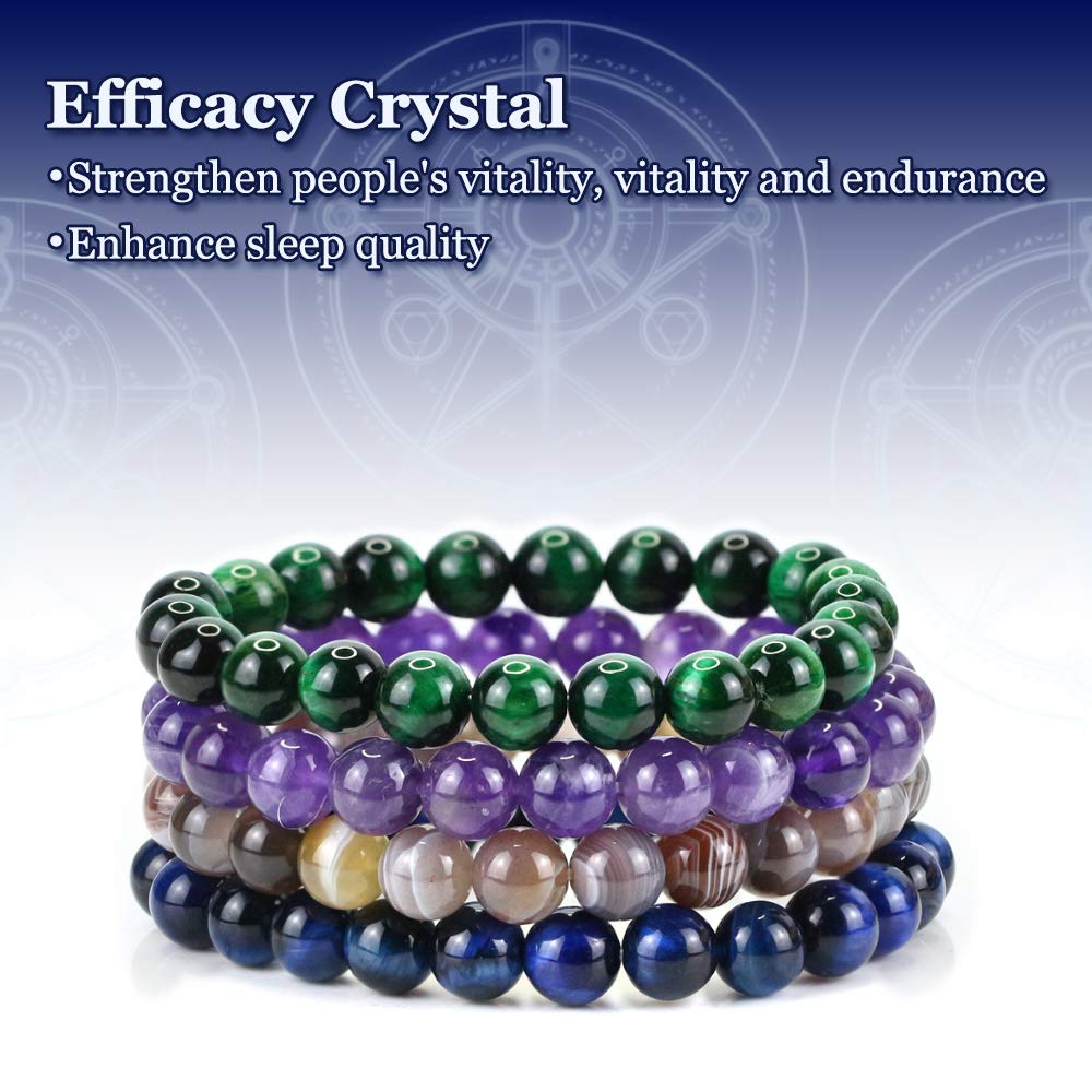 Clearain Natural Gemstones Bracelet 8mm Chakra Round Beads Energy Power Crystal Reiki Healing Elastic Stretch 7 Inch for Women Men Unisex(Sodalite)