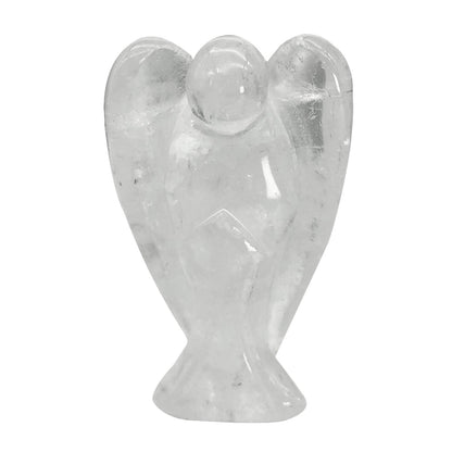 favoramulet 2 Inches Rock Quartz Crystal Pray Guardian Angel Statue, Carved Healing Peace Angel with Wing Figurine Pocket Stone