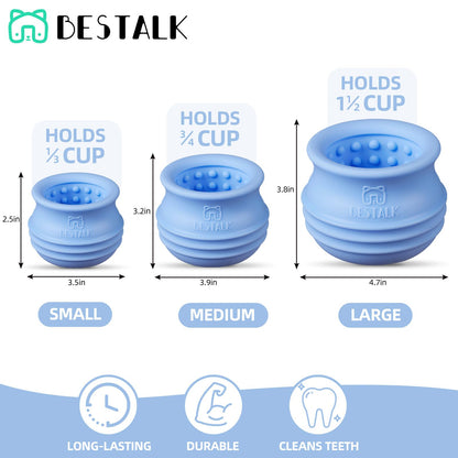 Bestalk Dog Enrichment Treat Toy, Long-Lasting Wobbly Interactive Freeze Lick Toys for Dogs, Stuffable Puzzle Feeder Toy for Boredom, Silicone Treat Dispensing Chew Toy (Baby Blue,M)