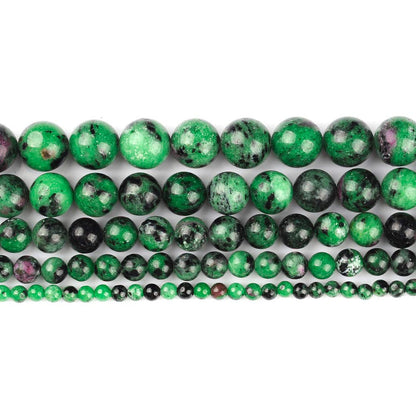 10mm Natural Ruby Emerald Gemstone Round Loose Beads Crystal Stone Bracelet Necklace Accessories Crafts for Jewelry Making DIY,1 Strand 15"