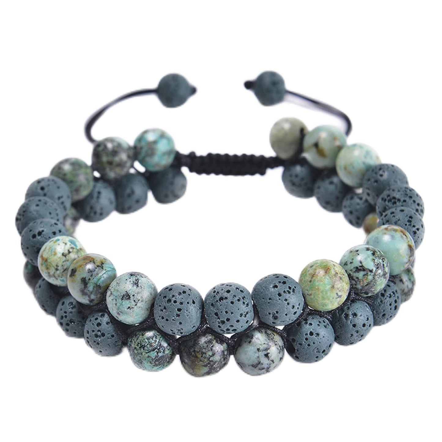 Caiyao Layered Tiger Eye 7 Chakra Beaded Stone Bracelet Handmade Braide Rope Yoga Lava Rock Bead Essential Oil Diffuser Bracelet for Men Women Adjustable Meditation Jewelry-F blue