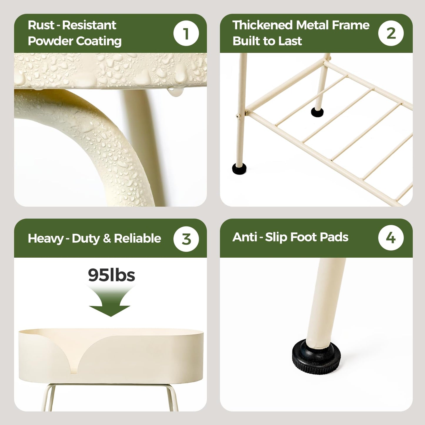 Bamworld Plant Stand Outdoor Large Plant Shelf Indoor for Tall Plants Table Metal 2 Tier Plant Bench Display Stand for Living Room Balcony Patio Decor White