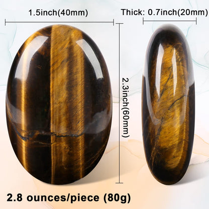 CASMON Tiger's Eye Oval Palm Stones, Pocket Worry Stone for Anxiety Stress Relief Therapy, Natural Polished Energy Stone Healing Crystal (1PC)
