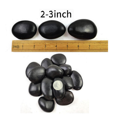 SHIZWU Natural Black River Rocks - 2-3 inch 5LB High Polished Decorative Pebbles, Black Stones for Landscaping, Natural River Rocks for Outdoor Décor, Polished Pebbles for Plants.