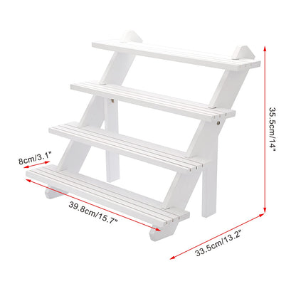 ELLDOO 4-Tier Wooden Display Riser, Retail Jewelry Card Display Stand, Rustic White Wooden Cupcake Stand Shelves, Organizer Showcase Cascading Merchandise Organizer Rack Vendor Display Supplies