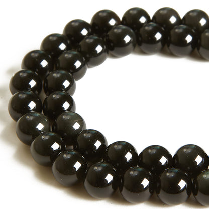 100pcs 8mm Black Obsidian Beads Natural Gemstone Beads Round Loose Beads for Jewelry Making