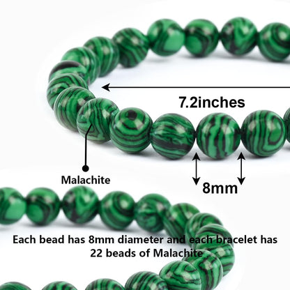PZTIIY Crystal Bracelet - Natural Energy Crystal Bracelet for Men and Women (ZLY-Malachite)