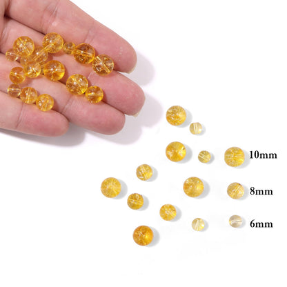 40pcs 10mm Natural Citrine Gemstone Beads Healing Crystal Round Loose Stone Beads for Jewelry Making, Crystal Stone Beads for Bracelets Necklace Earrings Making
