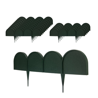 Evelyne Garden Border Edging in Half Round (Semicircle) Arched Design - 15pcs Green Yard Landscaping Fence Liner Lawn Edge Barrier - 20ft. Kit of Decorative Lawn Landscape Panels Elements