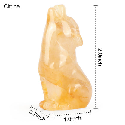 Artistone Citrine Wolf Statue, 2" Natural Crystal Howl Wolves Figurine Decor for Home Office Healing Gemstone Reiki Pocket Animal Sculpture Ornament with Gift Case for Women, Men