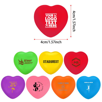 50 Sets of Custom Stress Relief Foam Balls with Logo, Bulk Heart Shape Personalized Foam Balls, Anxiety Stress Relief Stress, Perfect for Office, Travel or Home