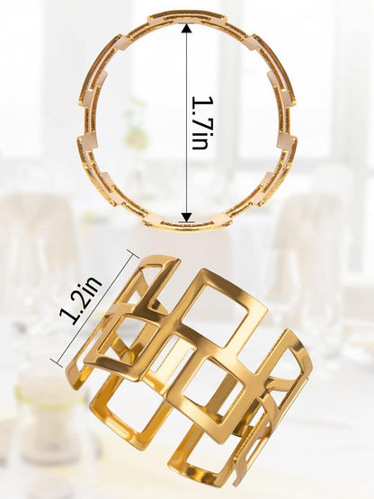 Napkin Rings- Gold Napkin Holder, Round Metal Napkin Buckle for Holiday Party Dinner Wedding Dining Table Decoration (Set of 8)
