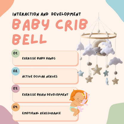 GOODMOM Baby Crib Mobile for Boys Girls Sleeping Bear Mobile for Crib, Baby Bassinet Mobile Toy for Soothing Sleep Gender Neutral Nursery Mobile - Sun, Moon, Cloud, Bear(Gery)