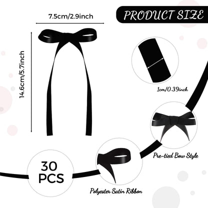 30 Pack Bow Cake Toppers Black Ribbon Bows for Cake Coquette Themed Bow Cupcake Toppers Graduation Decoration Bow Birthday Decorations for Baby Shower, Wedding, Engagement, Bachelorette Party