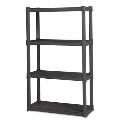 Sterilite 4 Shelf Unit, Heavy-Duty Shelving Storage and Utility Rack - Standing Plastic Organizer Shelves for Kitchen, Bathroom, and Garage