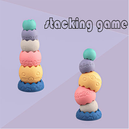 Miawow Stacking Balls Soft Toys for Babies 6 12 18 Months 1 Year Old Girls Boys - Toddlers Sensory Educational Montessori Baby Blocks - Infant Newborn Teething Learning Stacker Cups-Easter Basket